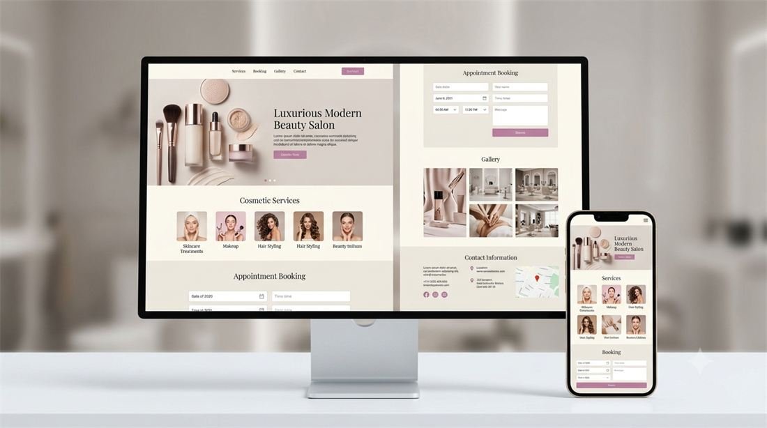 Aperçu d'un site web pour salon de beauté réalisé par Krit Digital