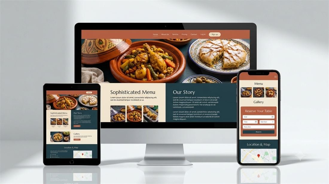 Aperçu d'un site web pour restaurant réalisé par Krit Digital